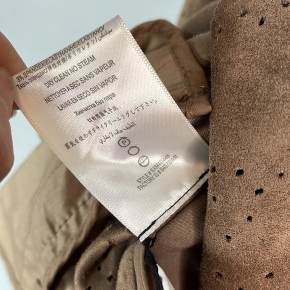 BCBGMAXAZRIA Perforated Faux Suede Crop Jacket Mocha Draped Front 3/4 Sleeves L - Picture 11 of 13